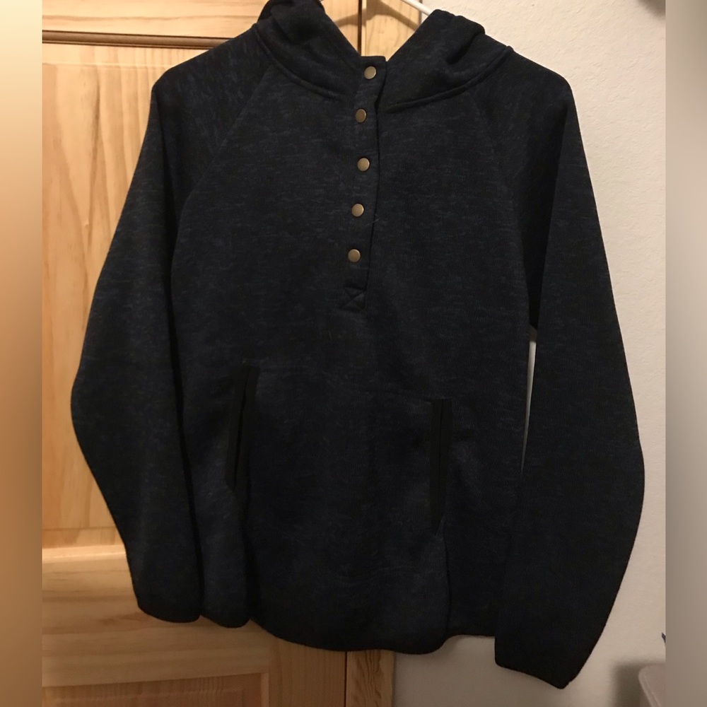 Zyia Active Men's Blue Melange 1/4 Button Pocket Hoodie
